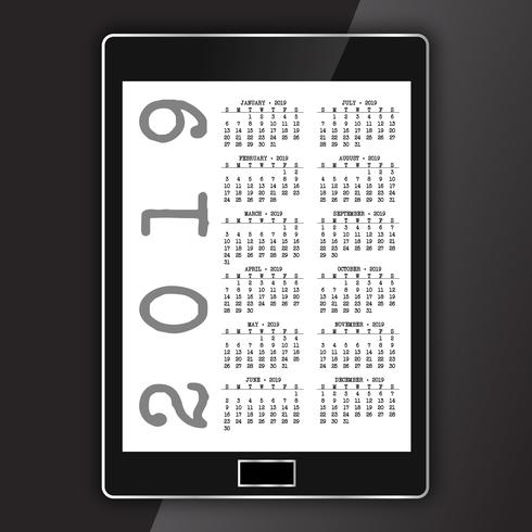 Calendario su tablet elettronico generico vettore