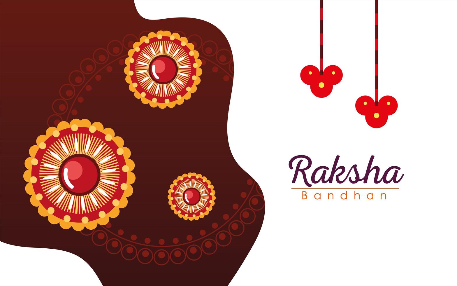 raksha bandhan rosso mandala fiori braccialetti disegno vettoriale
