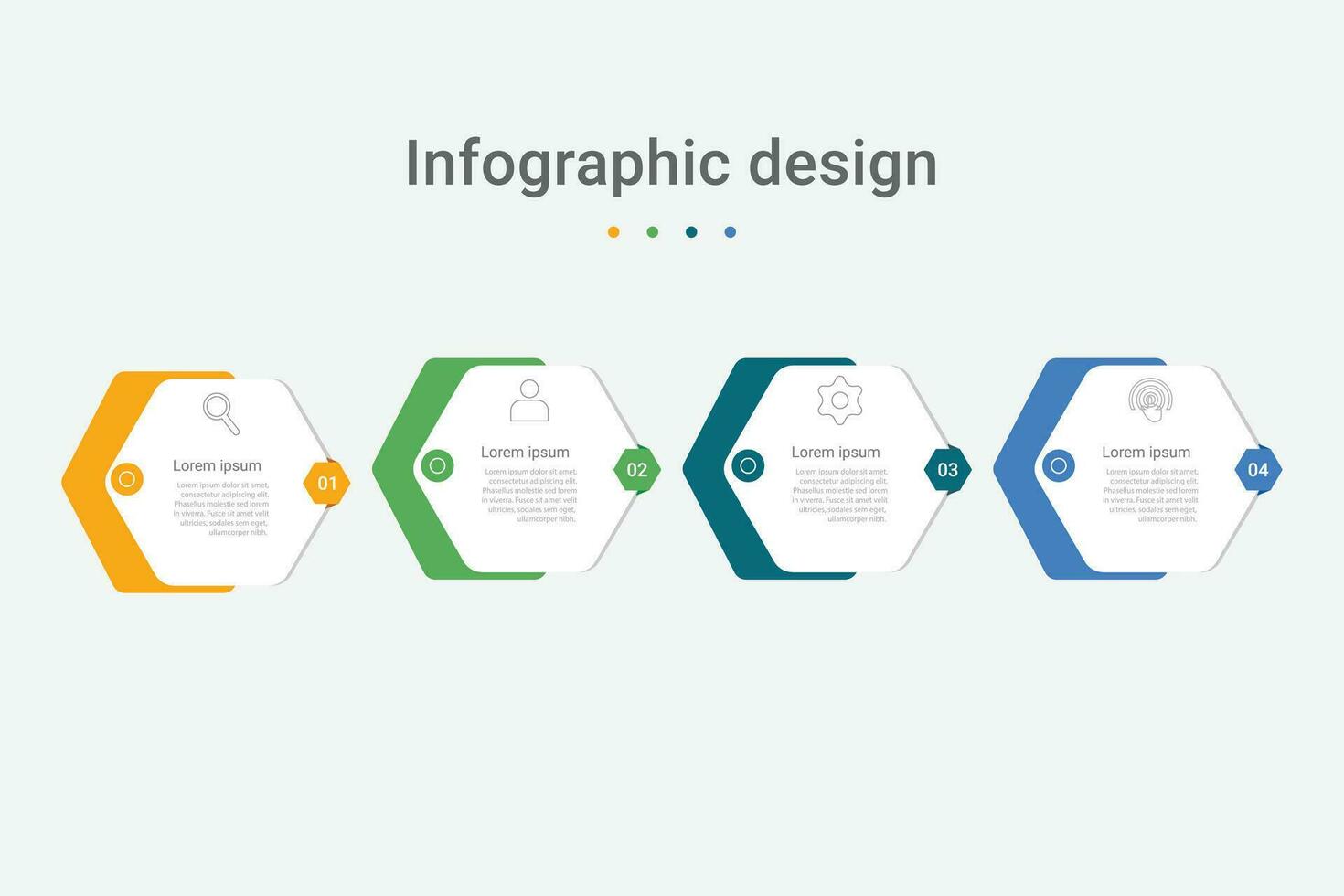 vettore Infografica design modello con 4 passaggi o opzioni nel arancione, verde, blu colore.