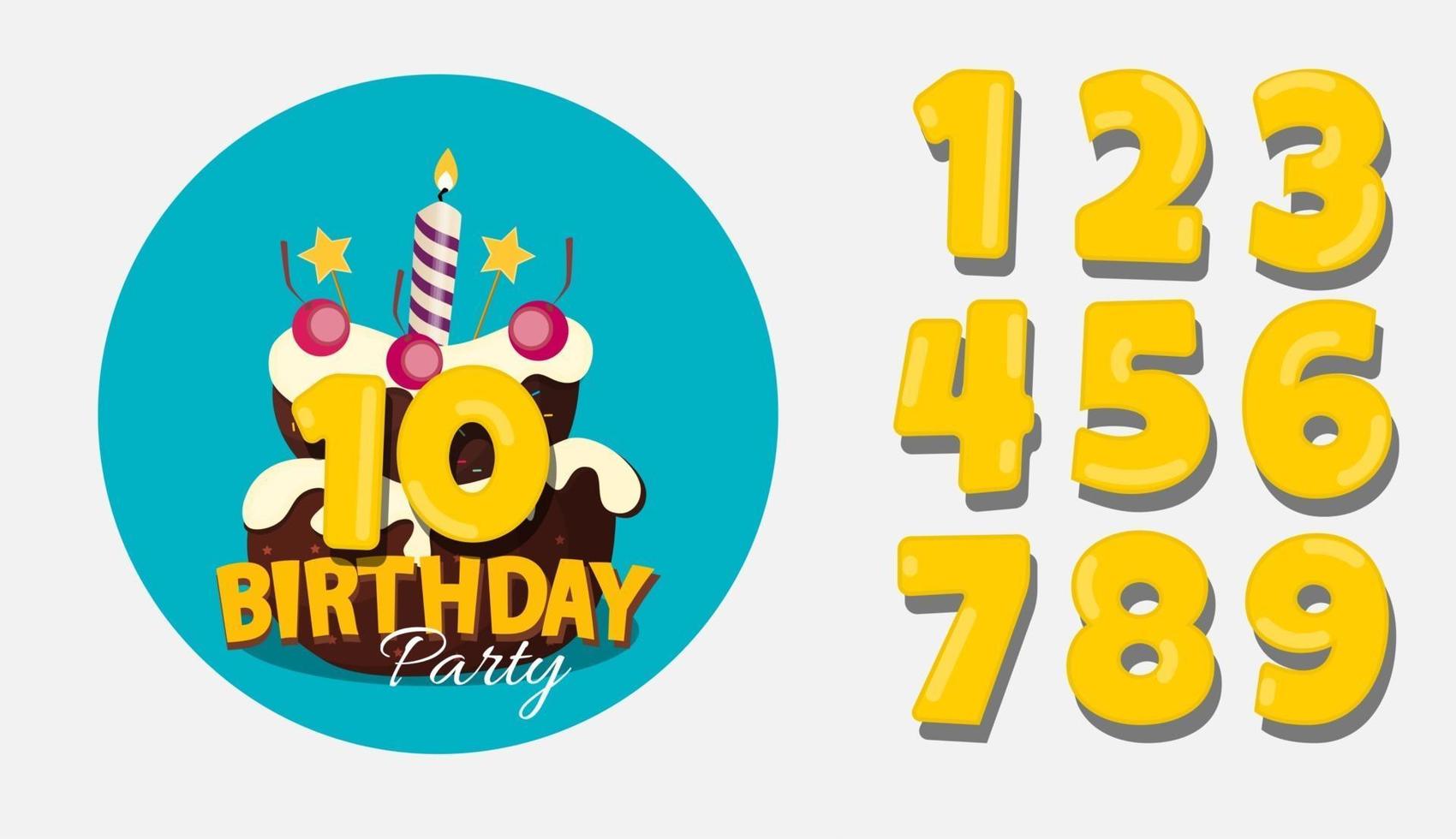 set di numeri di buon compleanno anniversario congratulazioni, sfondo invito. illustrazione vettoriale