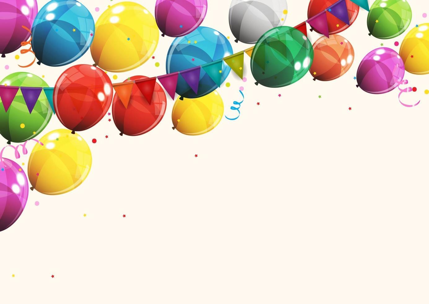 gruppo di sfondo di palloncini di colore lucido elio. set di palloncini per compleanni, anniversari, decorazioni per feste. illustrazione vettoriale