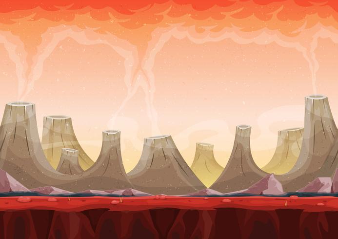 Volcano Planet Landscape Seamless per Ui Game vettore