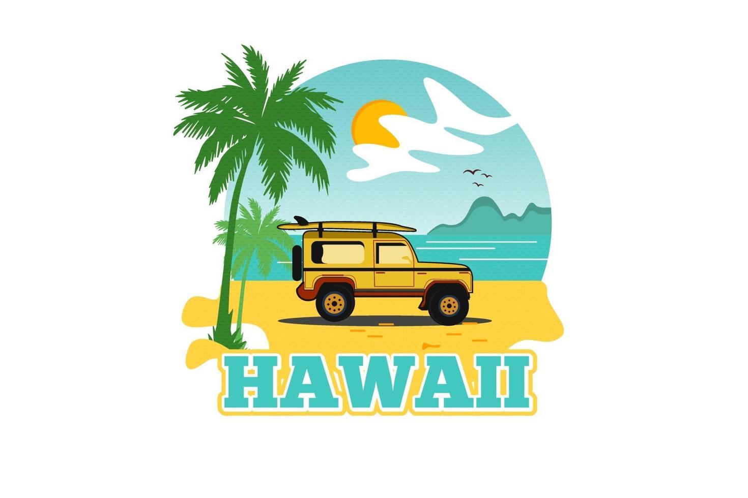 disegno di illustrazioni piatte della spiaggia delle hawaii vettore
