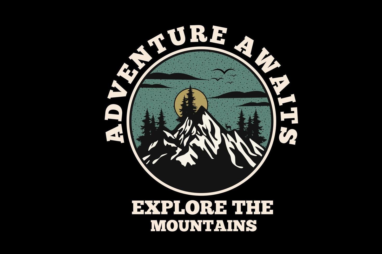 l'avventura ti aspetta esplora il design della silhouette di montagna vettore