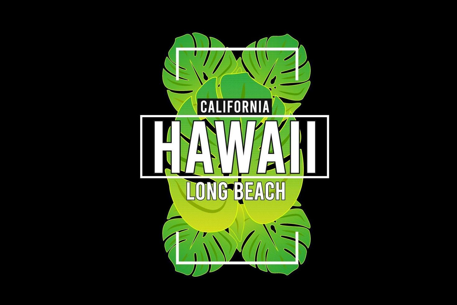 design hawaii long beach con foglie tropicali vettore