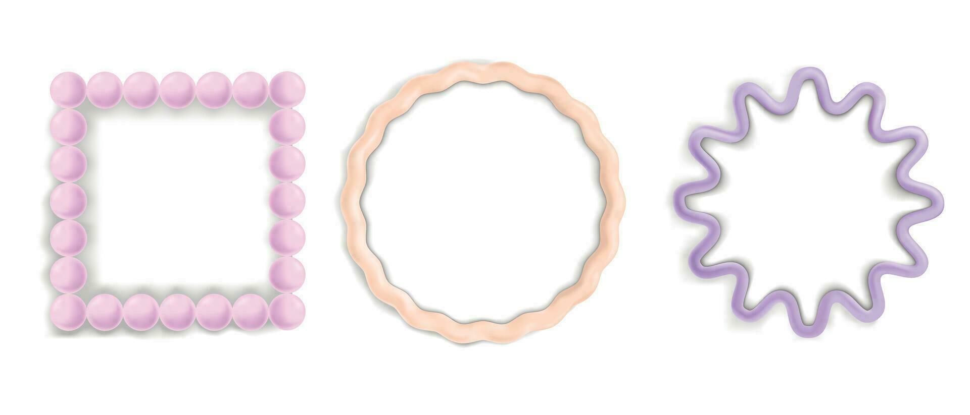 impostato di realistico 3d pastello colore montatura con irregolare ondulato forme. isolato Opaco vuoto modelli per testo vettore