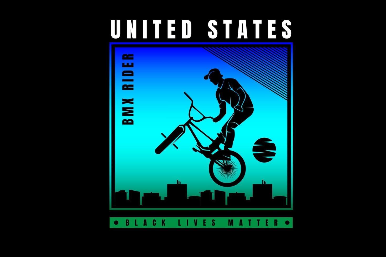 Stati Uniti bicicletta motocross rider colore blu e verde vettore