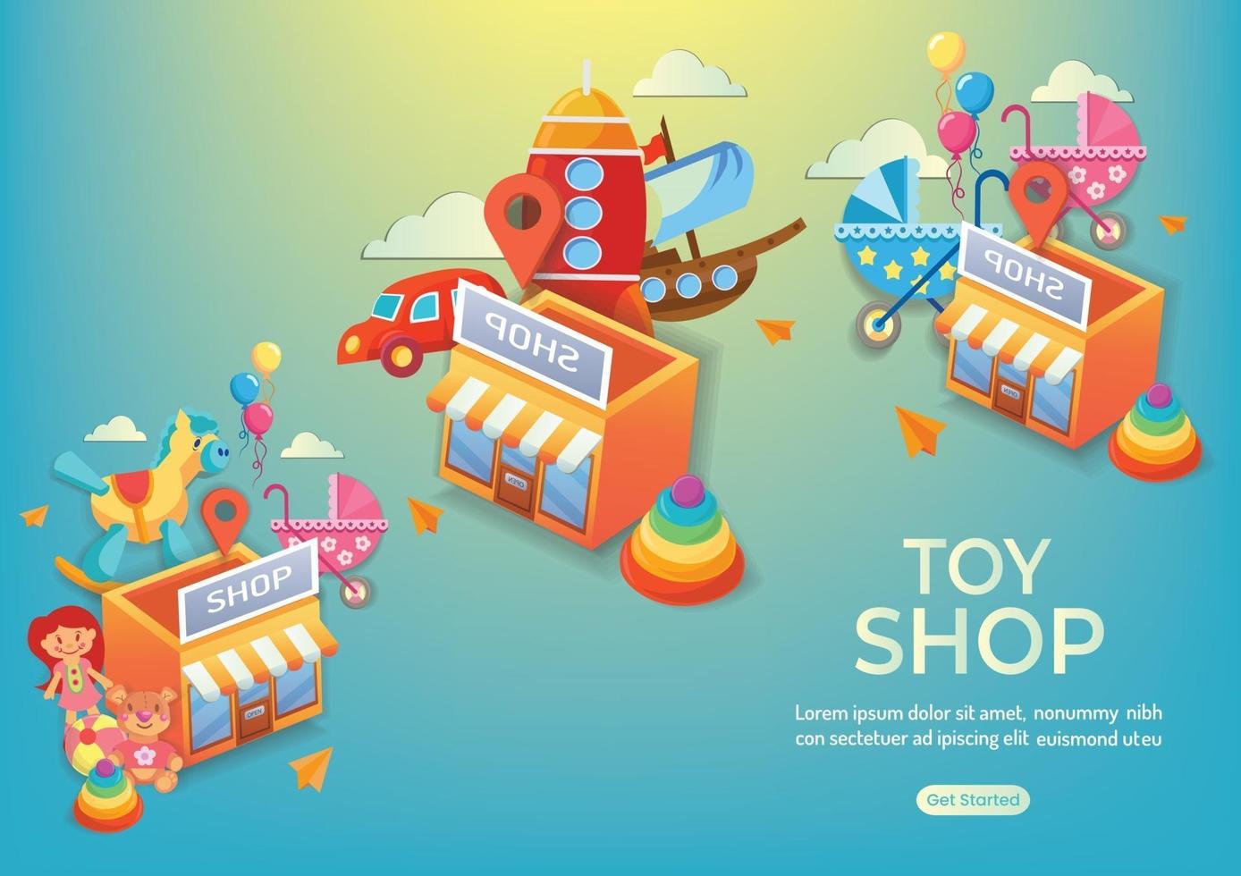 negozio per bambini negozio di giocattoli online negozio di roba per bambini vettore
