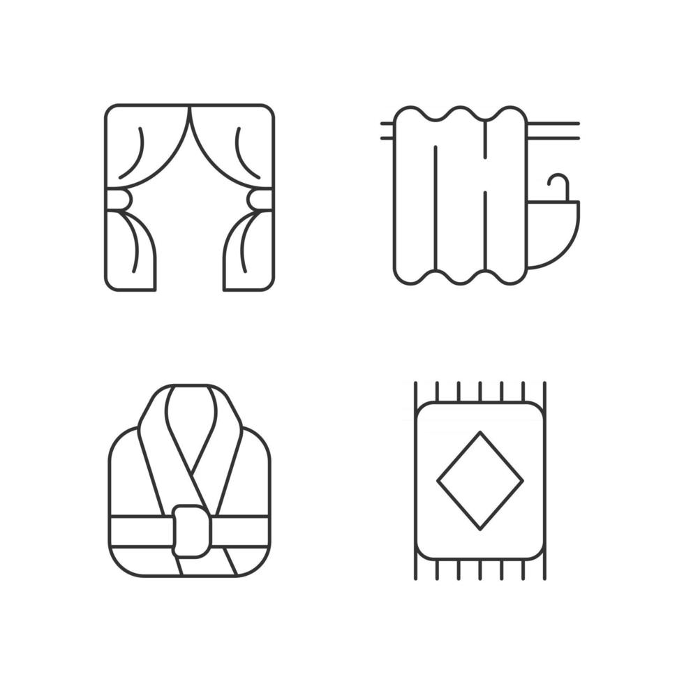 set di icone lineari di articoli tessili per la casa vettore