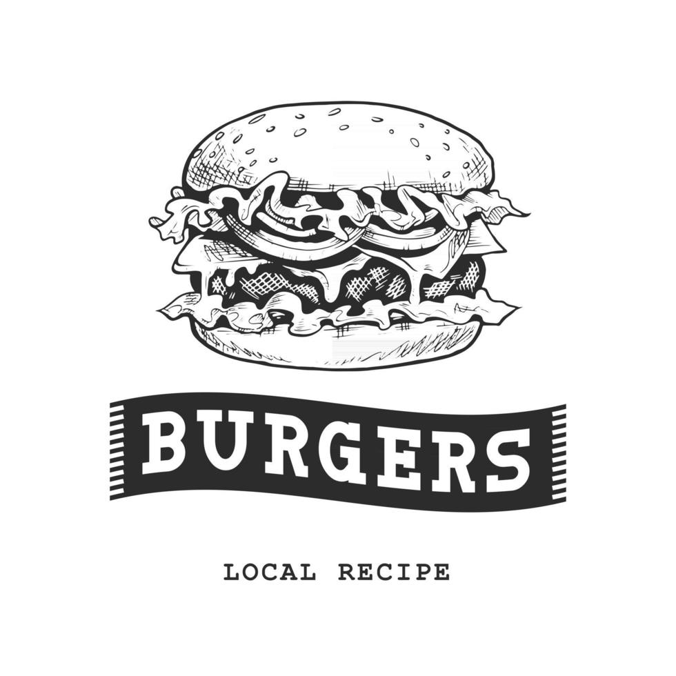 emblema retrò di hamburger vettore