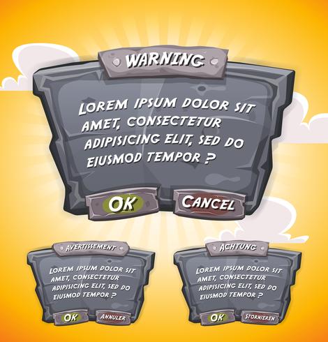 Cartoon Stone Agreement Panel per Ui Game vettore