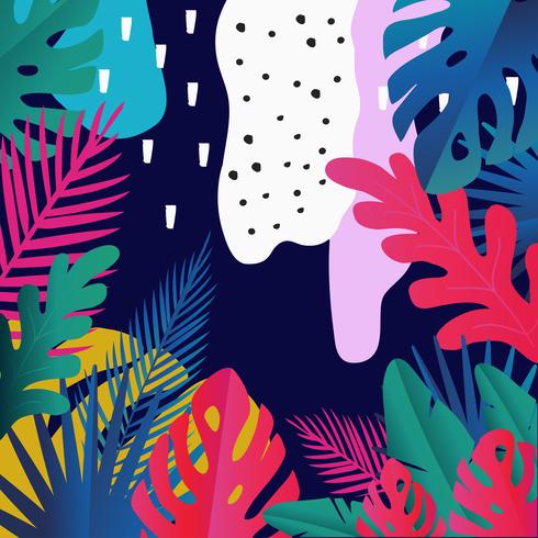 La giungla tropicale lascia la priorità bassa. Design colorato poster tropicale vettore