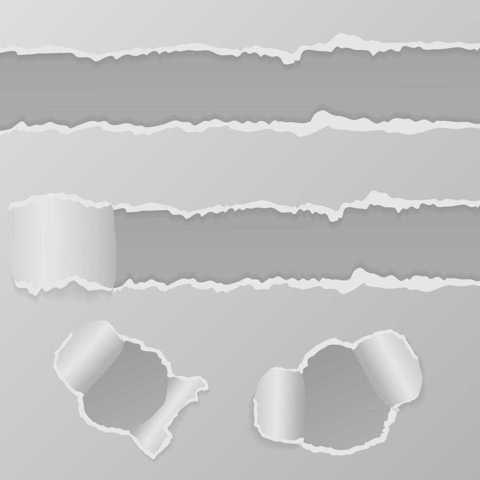 bordi di carta strappati e set di fori arrotondati illustrazione vettoriale di design moderno