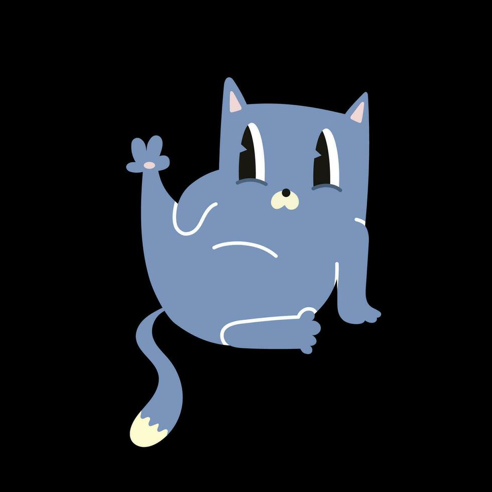 carino gatto sollevato il suo zampa, cartone animato stile. vettore illustrazione
