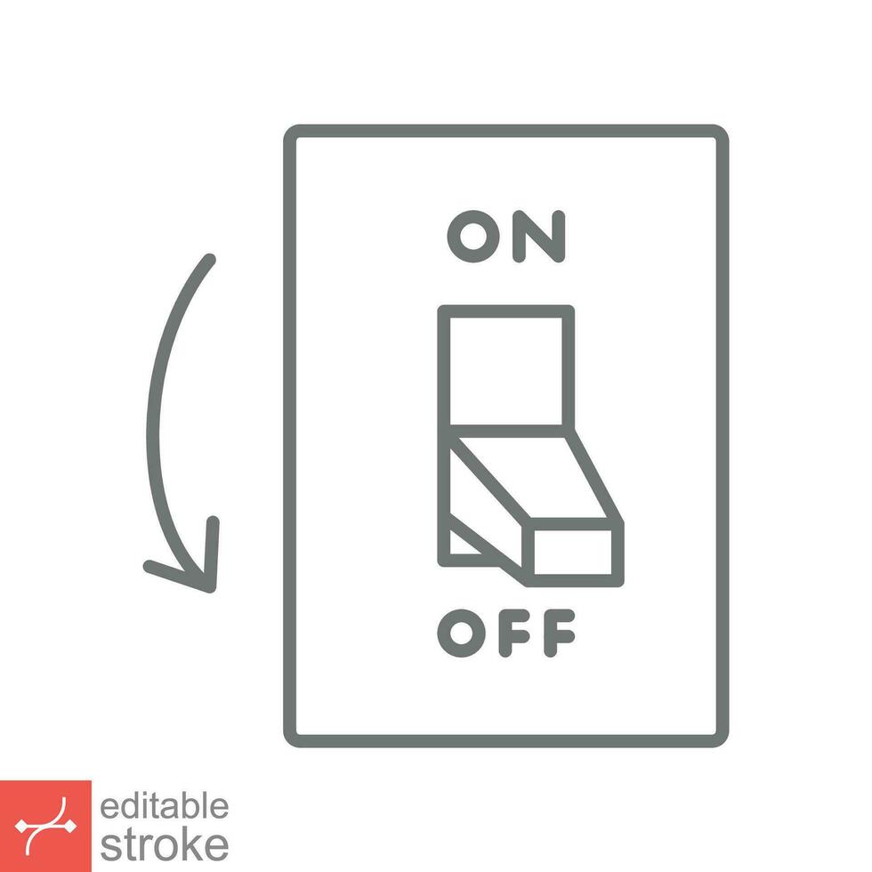 leggero spento, elettrico interruttore icona. semplice schema stile. energia girare via pulsante, ginocchiera interruttore di posizione concetto. magro linea vettore illustrazione isolato su bianca sfondo. modificabile ictus eps 10.