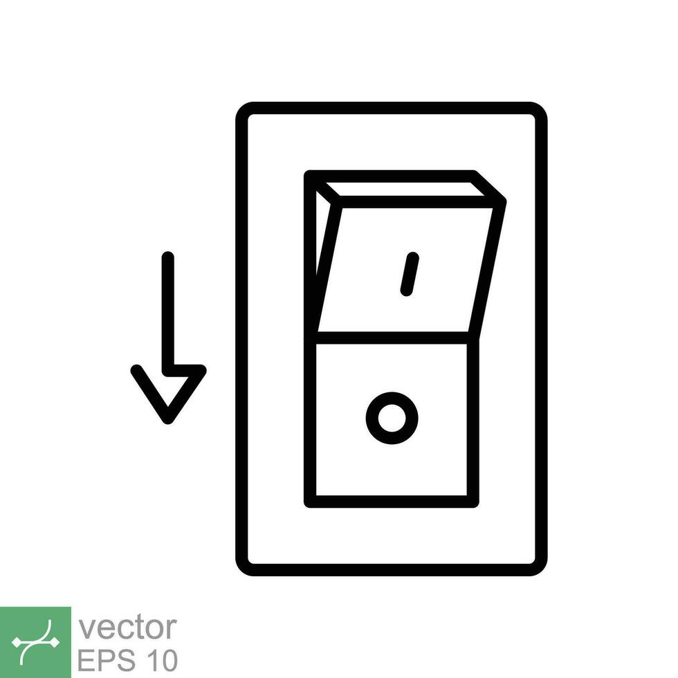 leggero spento, elettrico interruttore icona. semplice schema stile. energia girare via pulsante, ginocchiera interruttore di posizione concetto per ragnatela e app. magro linea vettore illustrazione isolato su bianca sfondo. eps 10.