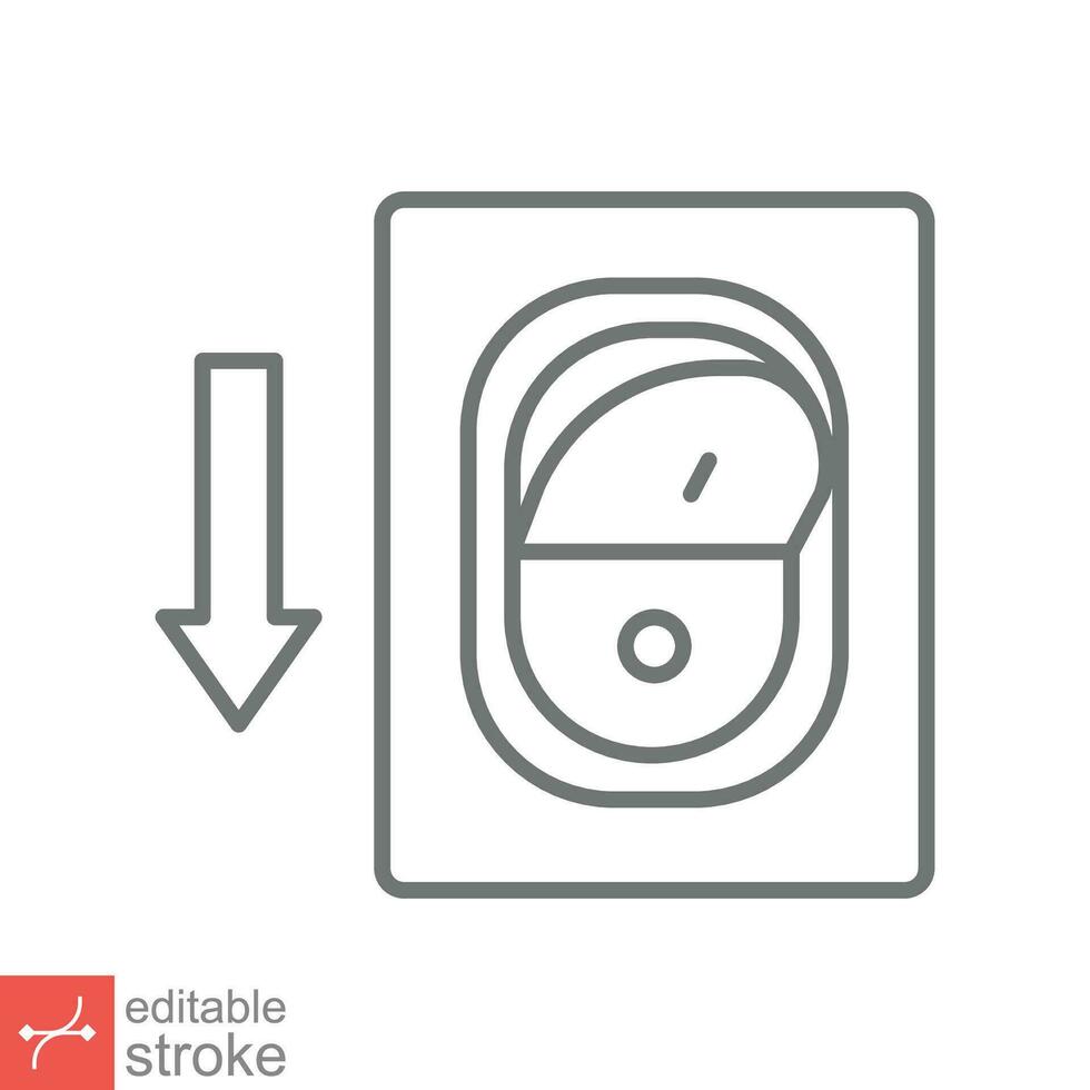 leggero spento, elettrico interruttore icona. semplice schema stile. energia girare via pulsante, ginocchiera interruttore di posizione concetto. magro linea vettore illustrazione isolato su bianca sfondo. modificabile ictus eps 10.