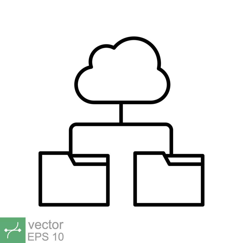 nube Conservazione icona. semplice schema stile. digitale file organizzazione servizio, caricamento, computer backup, tecnologia concetto. magro linea vettore illustrazione isolato su bianca sfondo. eps 10.