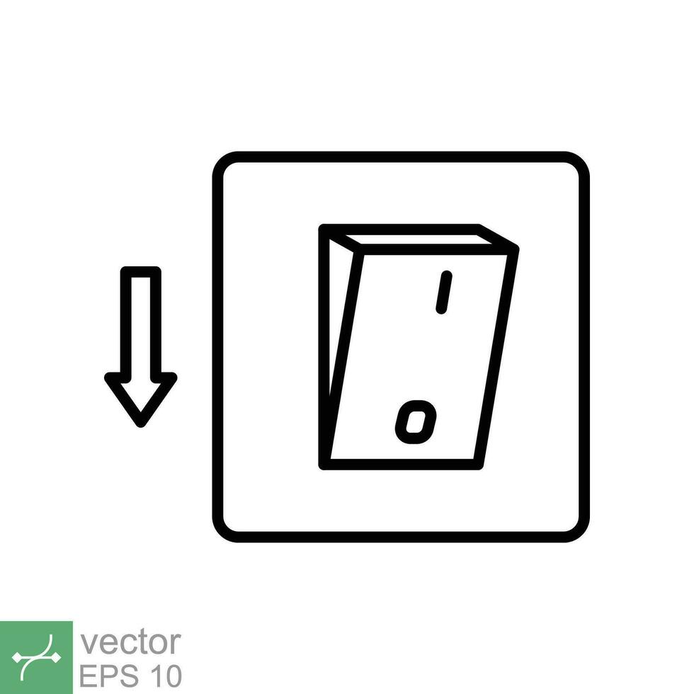 leggero spento, elettrico interruttore icona. semplice schema stile. energia girare via pulsante, ginocchiera interruttore di posizione concetto per ragnatela e app. magro linea vettore illustrazione isolato su bianca sfondo. eps 10.