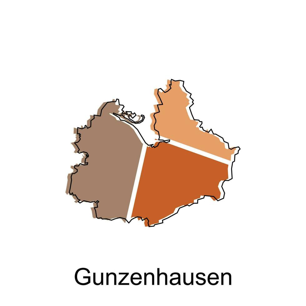carta geografica città di gunzenhausen illustrazione design modello, geometrico colorato moderno design vettore