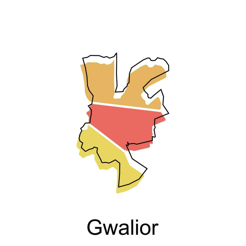 carta geografica di gwailor mondo carta geografica internazionale vettore modello con schema, grafico schizzo stile isolato su bianca sfondo