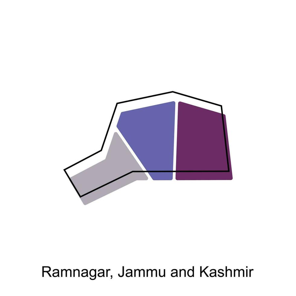 carta geografica di ramnagarm, jammu e kashmir città moderno schema, alto dettagliato illustrazione vettore design modello