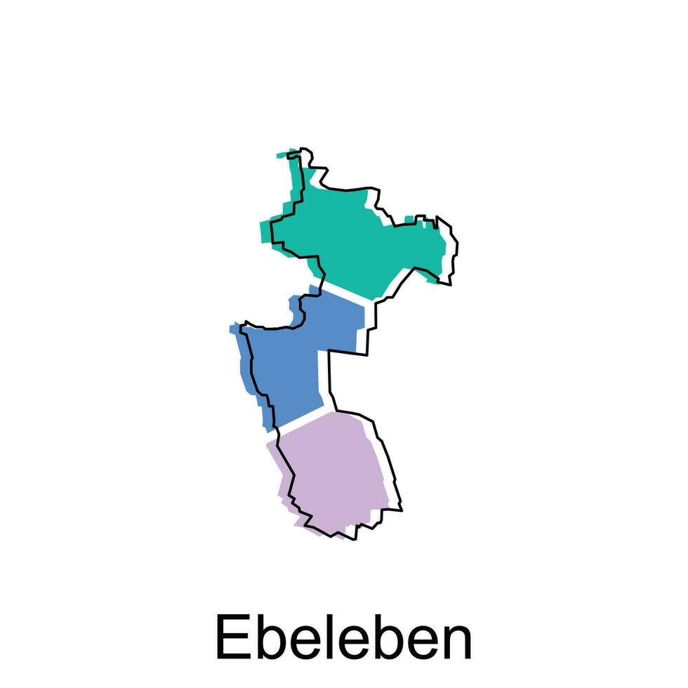 carta geografica di ebeleben nazionale frontiere, importante città, mondo carta geografica nazione vettore illustrazione design modello