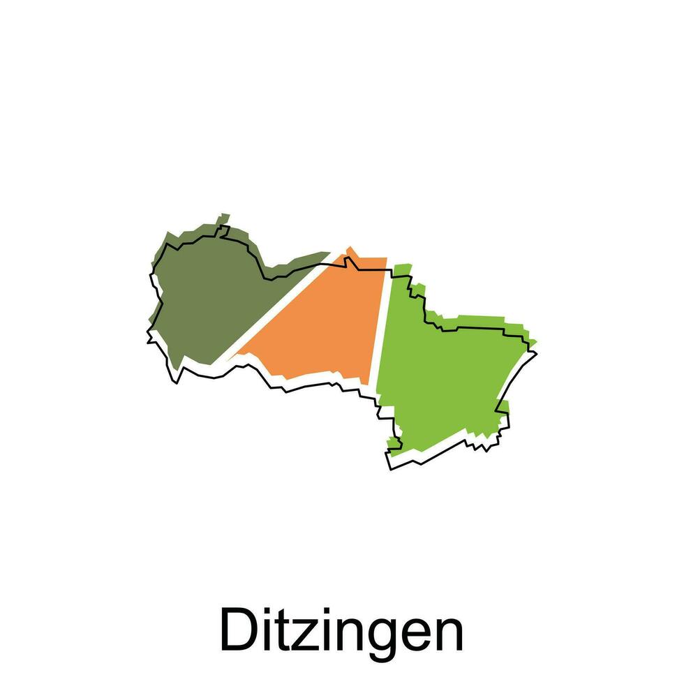 carta geografica di ditzingen colorato geometrico schema disegno, mondo carta geografica nazione vettore illustrazione modello