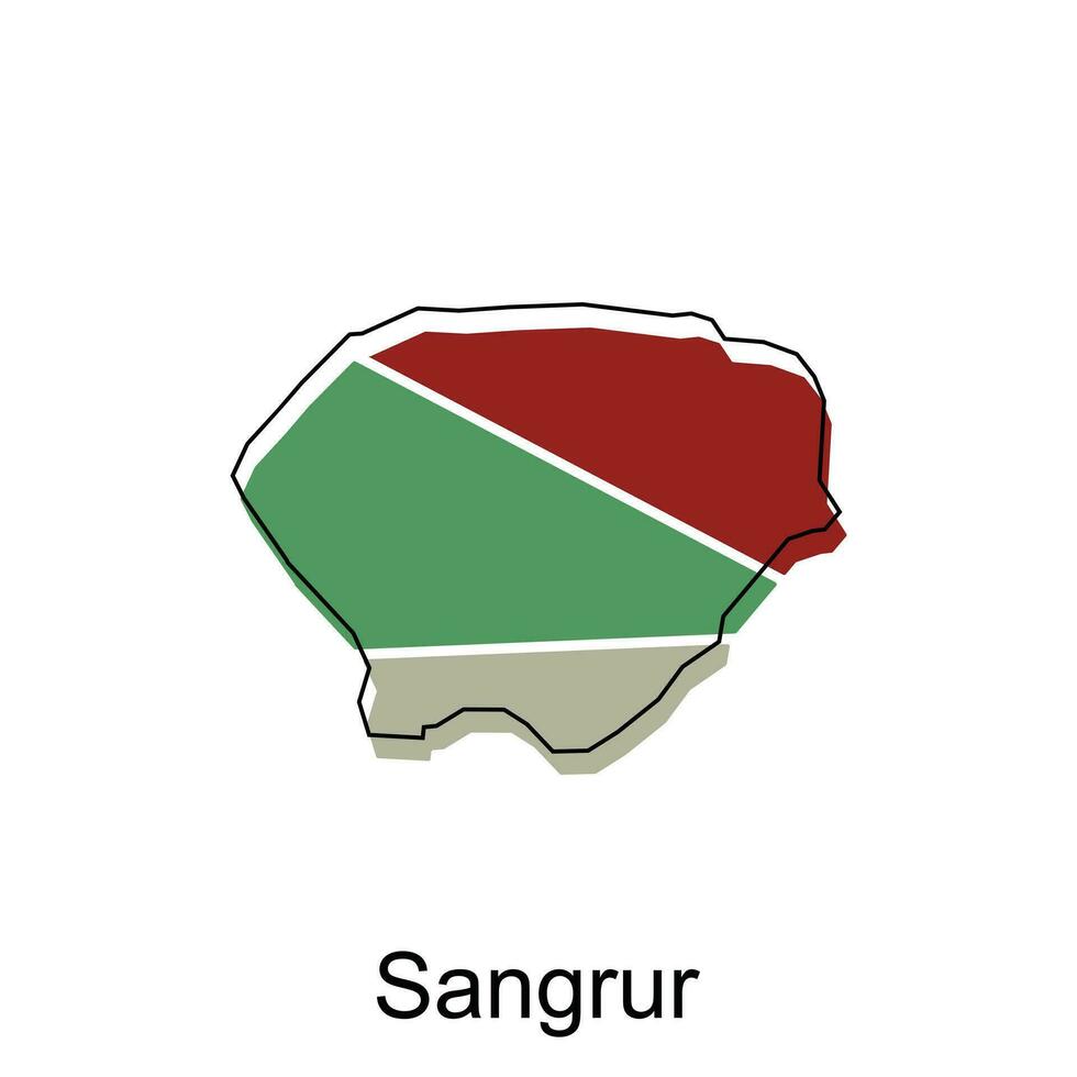 carta geografica di sangrur città moderno schema, alto dettagliato illustrazione vettore design modello