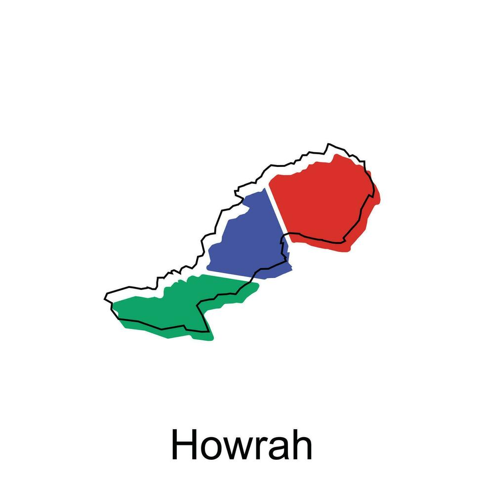 carta geografica di howrah mondo carta geografica internazionale vettore modello con schema, grafico schizzo stile isolato su bianca sfondo