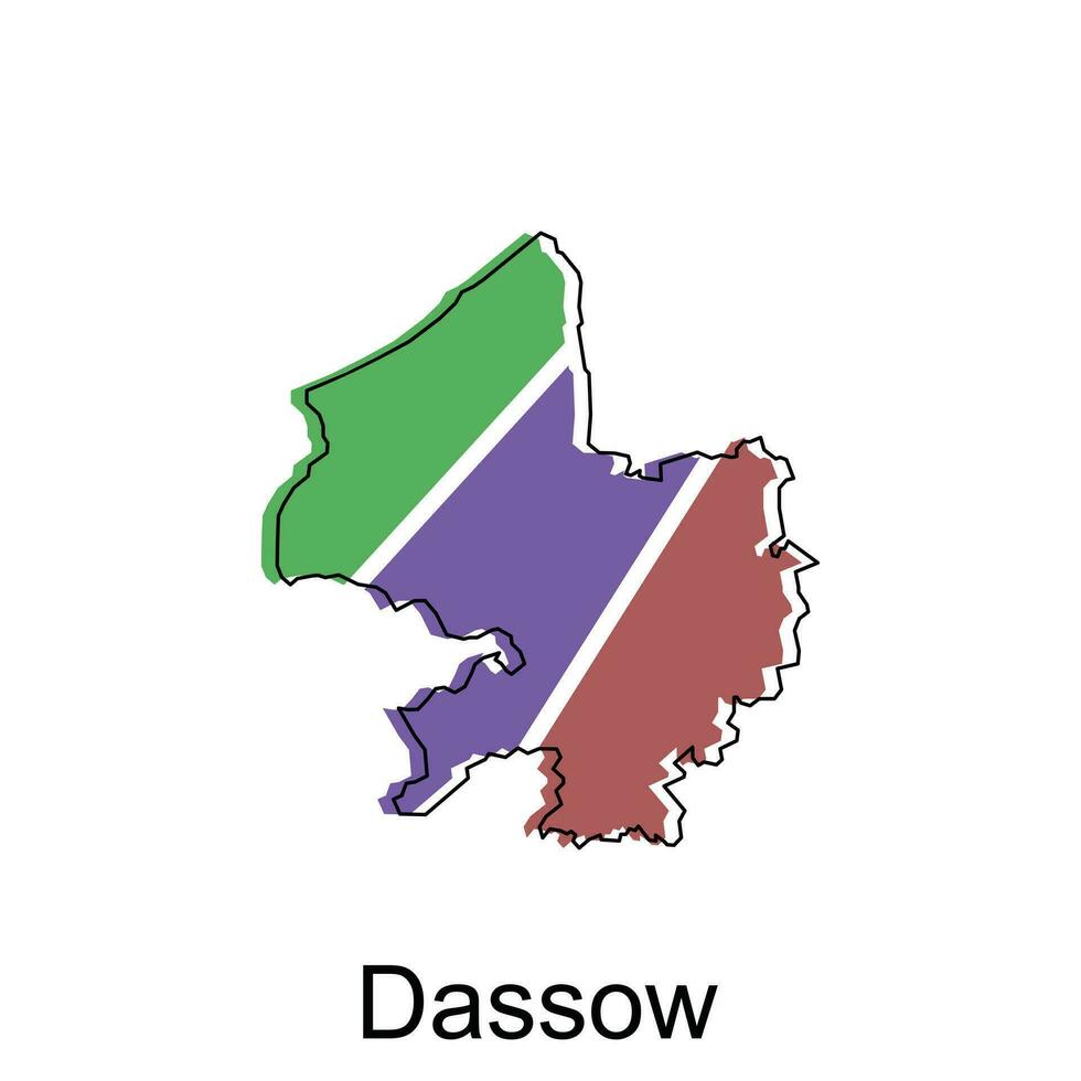 carta geografica di dassow colorato geometrico schema disegno, mondo carta geografica nazione vettore illustrazione modello