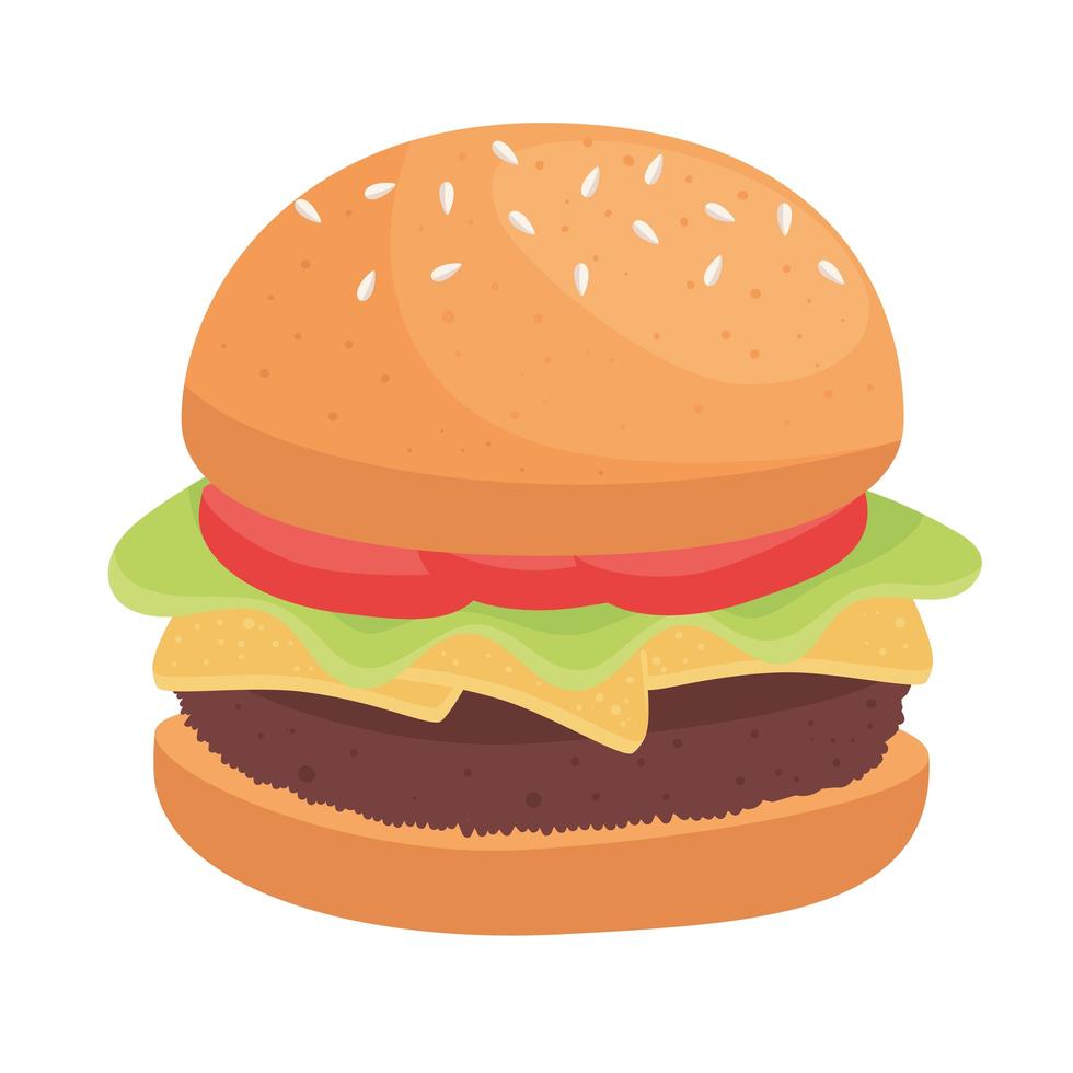hamburger fast food delizioso icona vettore