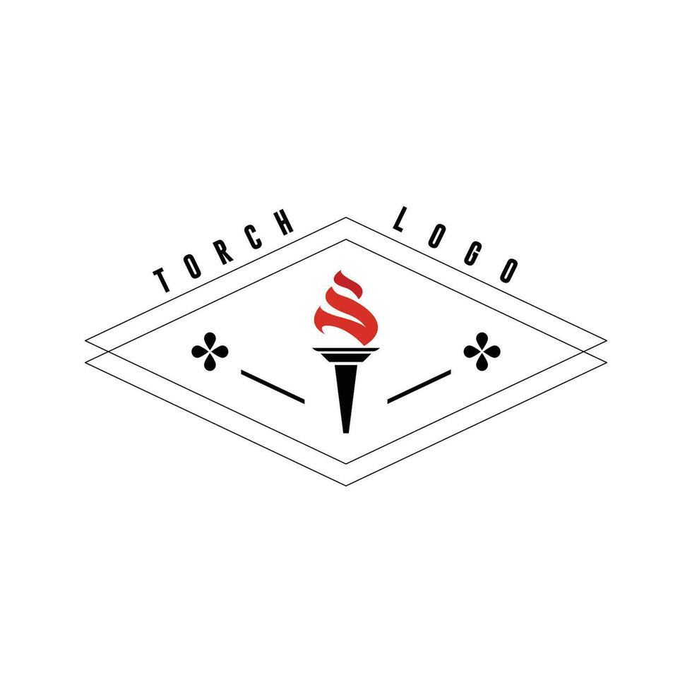 fuoco torcia logo vettore retrò design