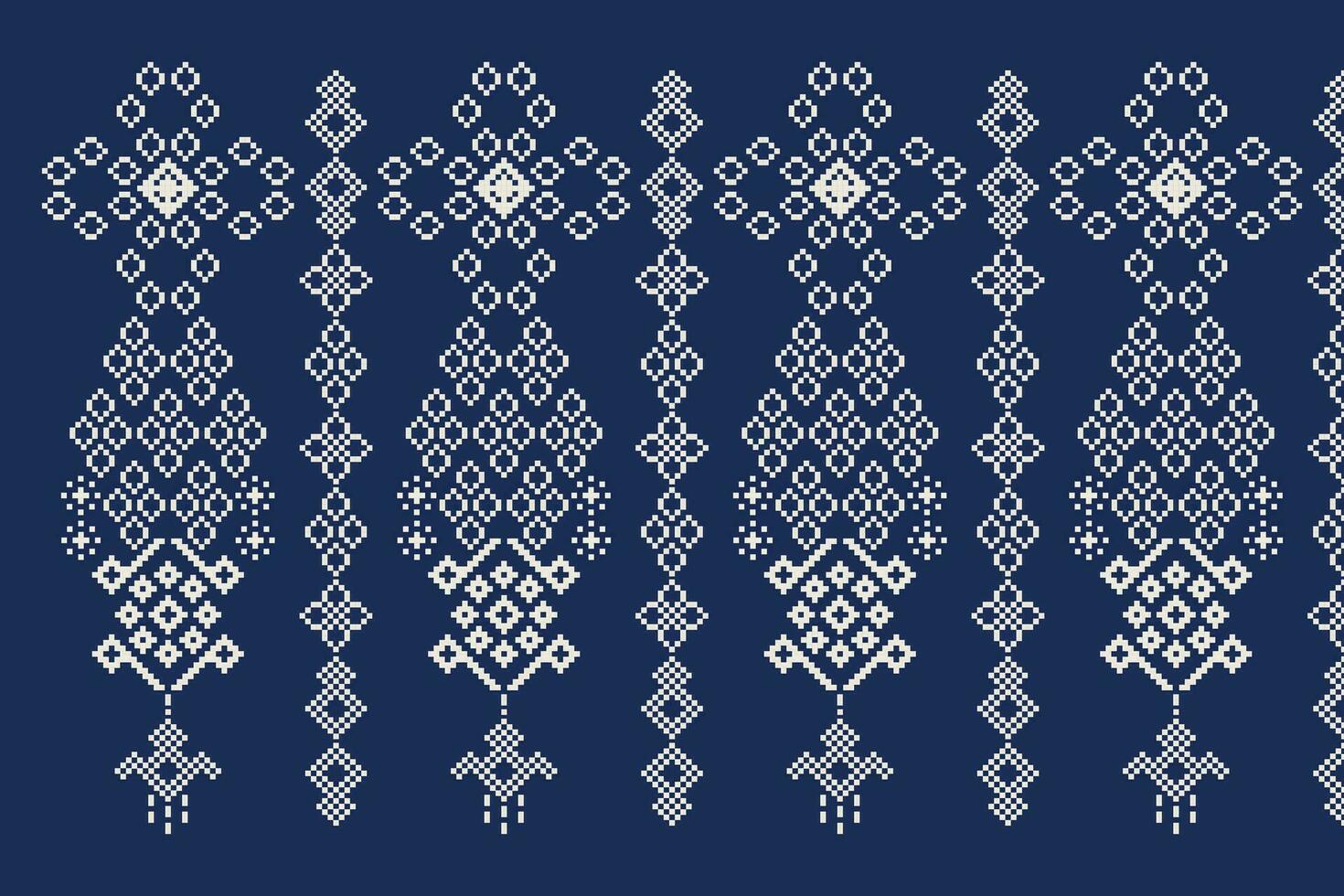 etnico geometrico tessuto modello attraversare punto.ikat ricamo etnico orientale pixel modello blu sfondo. astratto, vettore, illustrazione. trama, abbigliamento, cornice, decorazione, motivi, seta sfondo. vettore