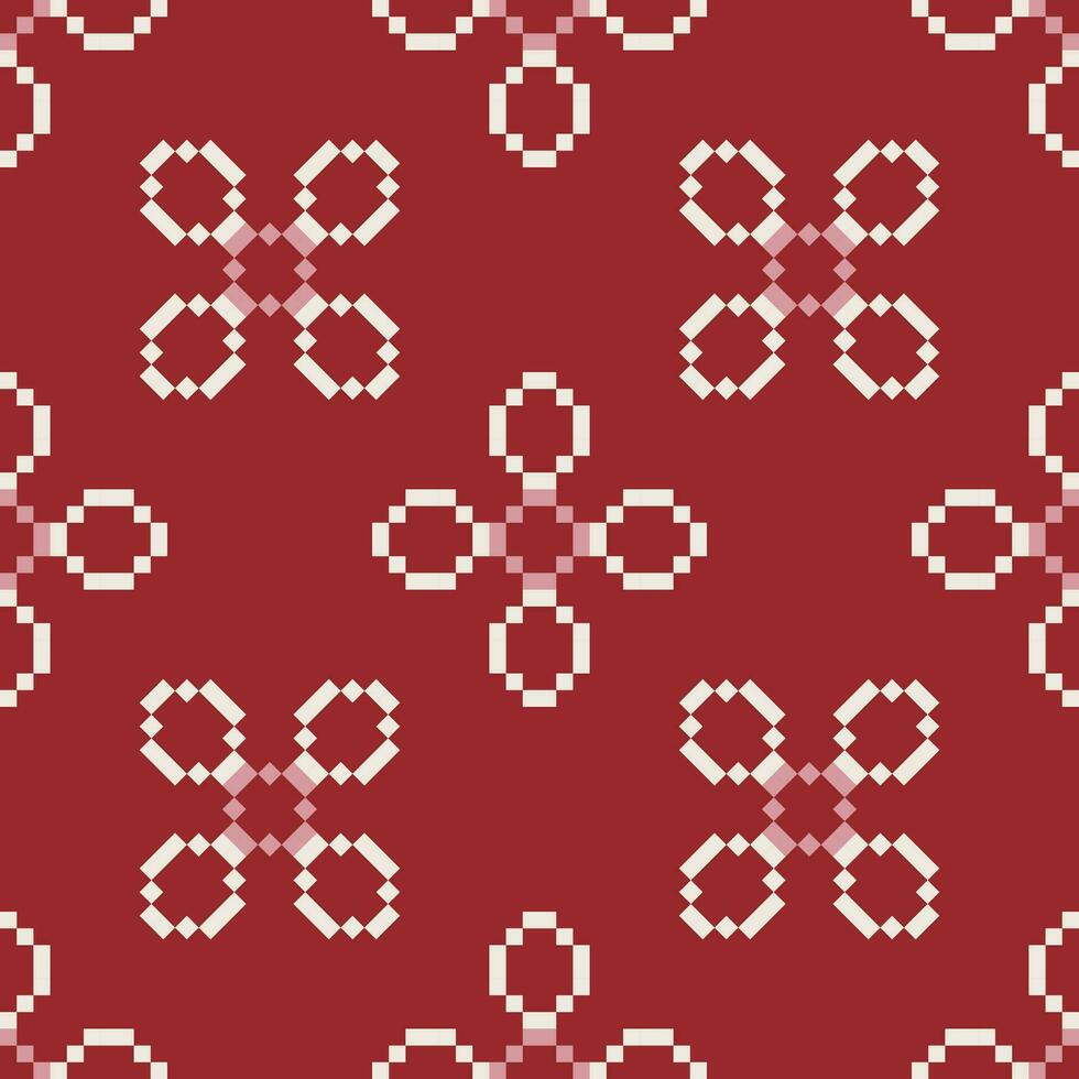 etnico geometrico tessuto modello attraversare punto.ikat ricamo etnico orientale pixel modello rosso sfondo. astratto, vettore, illustrazione. trama, abbigliamento, cornice, decorazione, motivi, seta sfondo. vettore