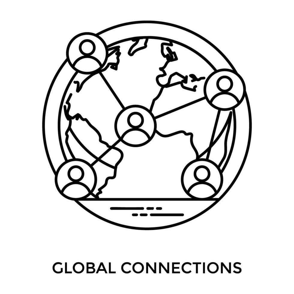 un' globo collegato un' Rete di profili iconizzante concetto per globale connessioni vettore