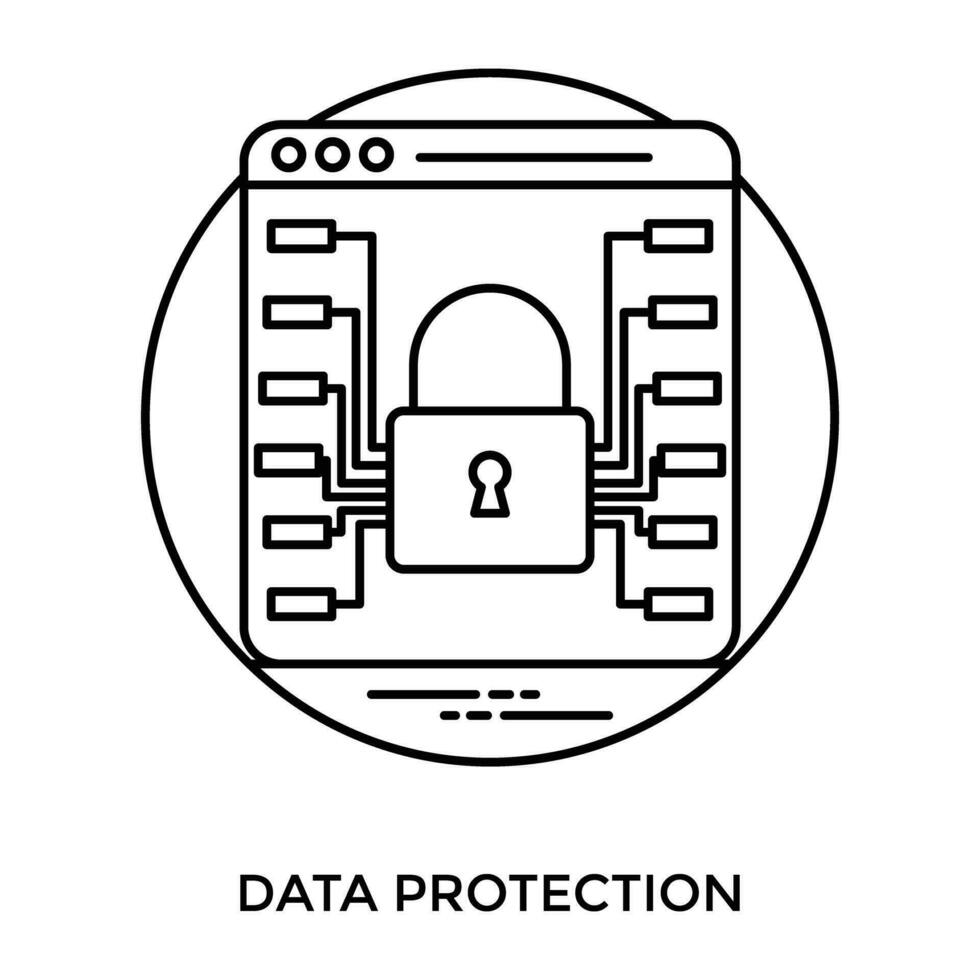 in linea Visualizza di dati magazzino con bloccato lucchetto nel mezzo, la donazione dati protezione icona vettore