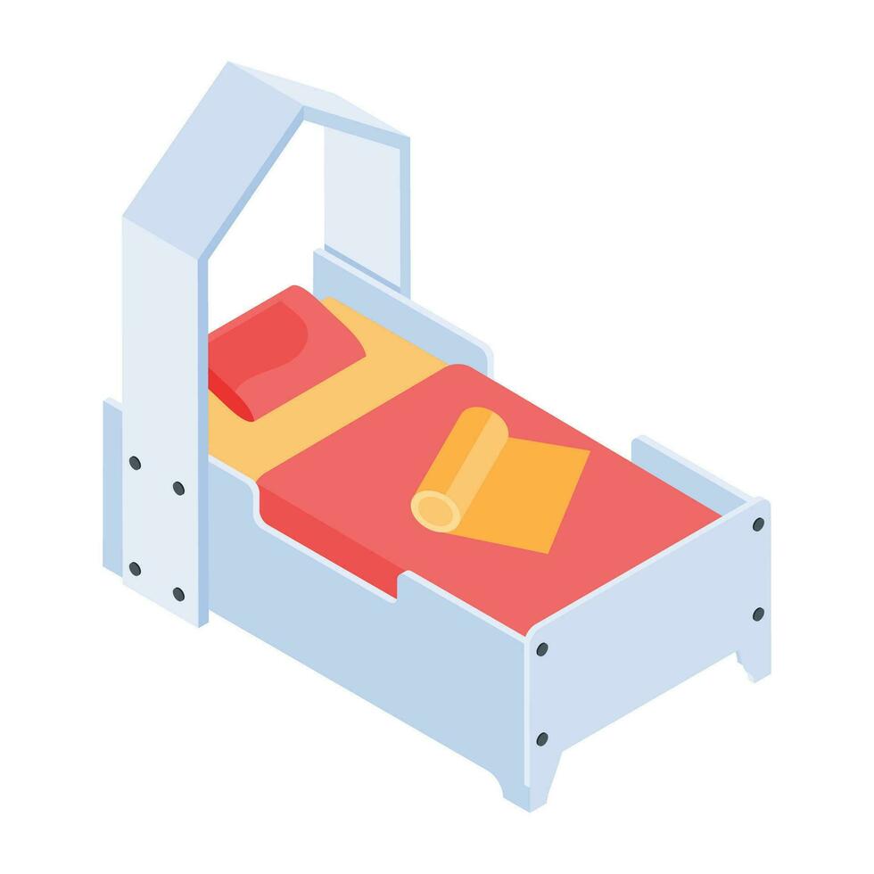 imballare di Camera da letto isometrico icone vettore