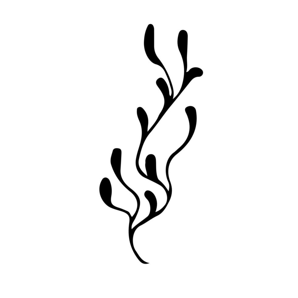 scarabocchio singolo ramoscello ramo elemento. asciutto ramoscello pianta, erba. vettore silhouette illustrazione