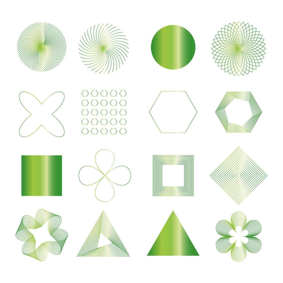 impostato di retrò futuristico geometria design elementi. un' collezione di vettore geometrico forme per attività commerciale design concetti.