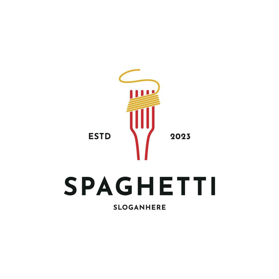 pasta spaghetto logo design creativo idea vettore