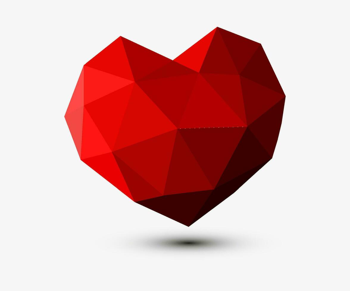 creativo poligonale amore design rosso colore vettore