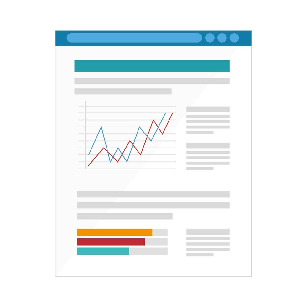 documento cartaceo con icona infografica statistiche vettore