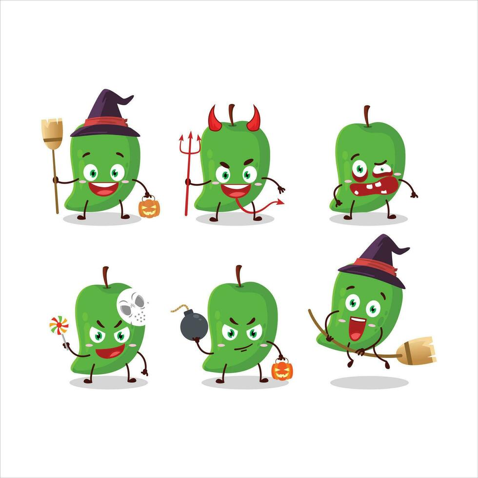 Halloween espressione emoticon con cartone animato personaggio di verde Mango vettore