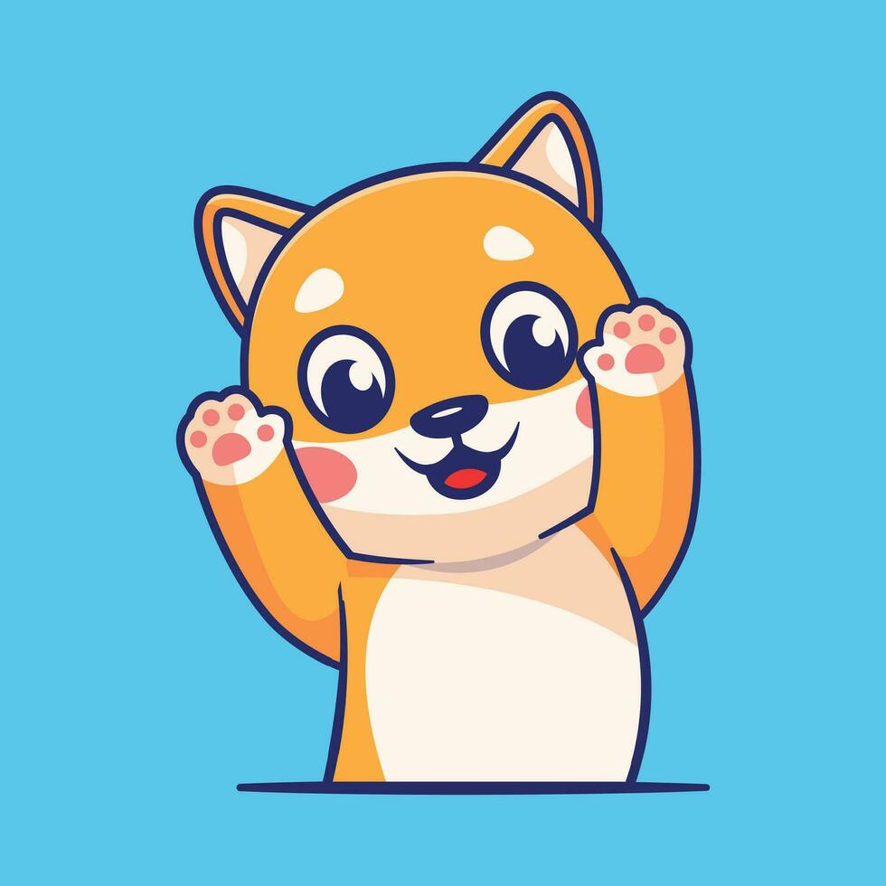 carino shiba inu cane cartone animato personaggio vettore icona illustrazione divertente animale natura icona