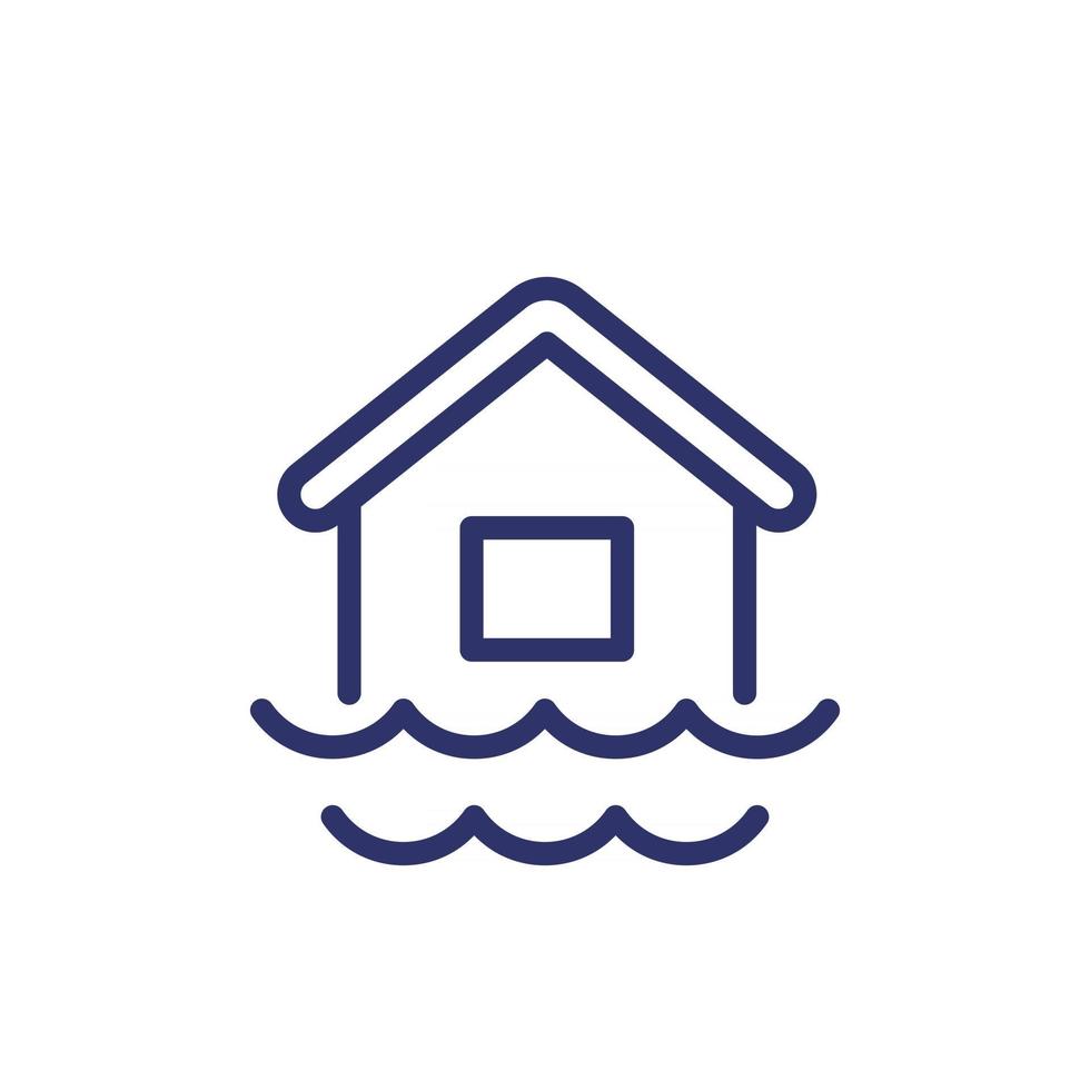 icona della linea di inondazione con una casa vettore