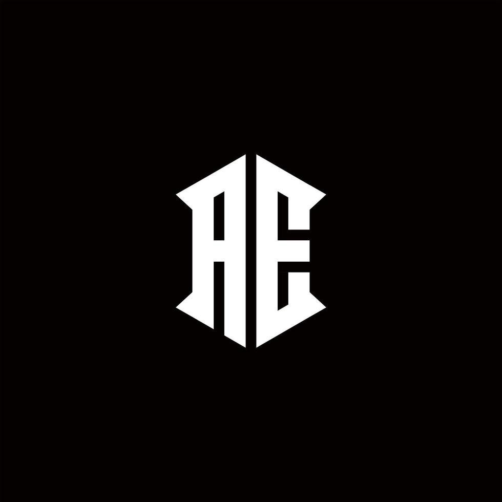 ae logo monogramma con modello di design a forma di scudo vettore