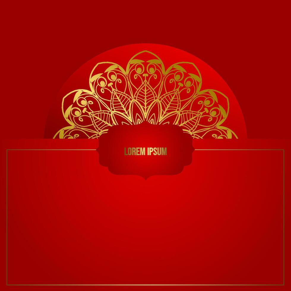 rosso lusso sfondo, con oro mandala ornamento vettore