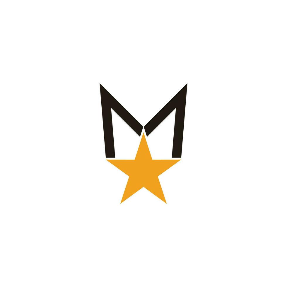 lettera m stella semplice emblema geometrico colorato logo vettore