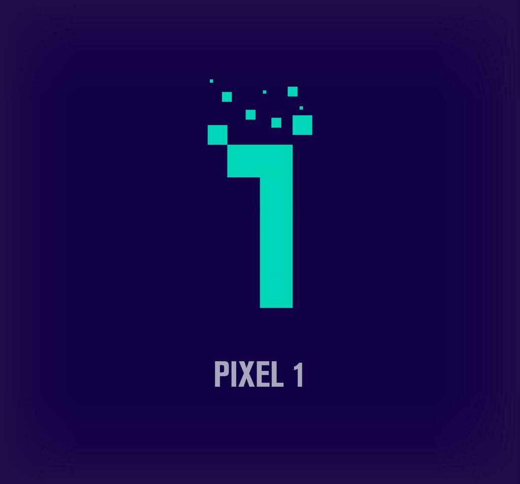 creativo pixel numero 1 logo. unico digitale pixel arte e pixel esplosione modello. vettore